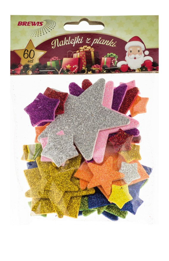 Naklejki z pianki duże gwiazdy 60szt Brewis